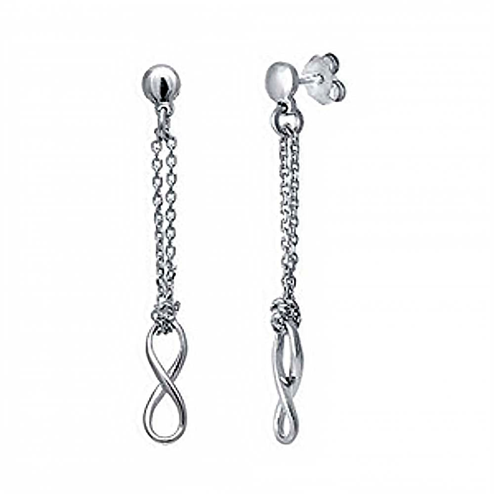 Italian Sterling Silver Infinity Dangle Rhodium EarringsAnd Length 1 7/8 inch