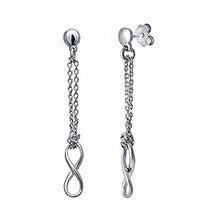 Load image into Gallery viewer, Italian Sterling Silver Infinity Dangle Rhodium EarringsAnd Length 1 7/8 inch