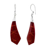 Sterling Silver Red Coral Color Earrings