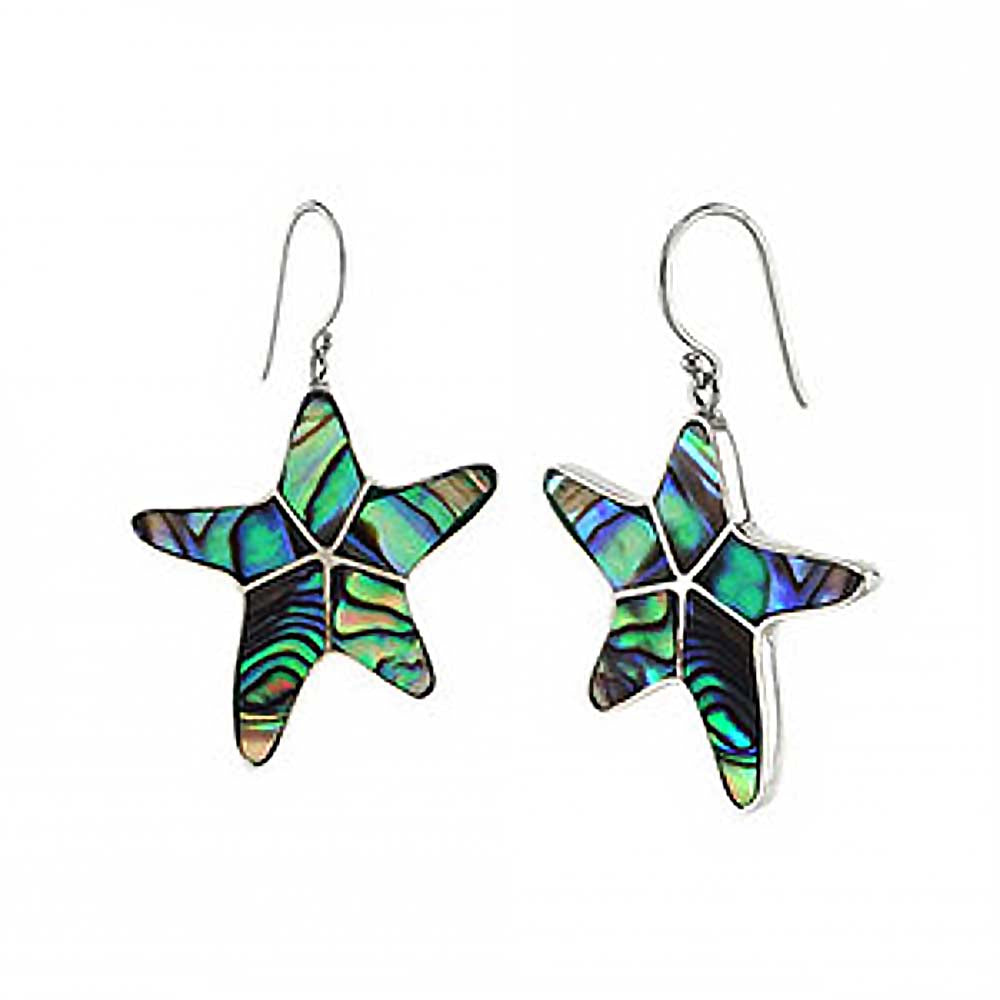 Sterling Silver Starfish Abalone Shell EarringsAnd Width 1 inch