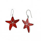 Sterling Silver Starfish Coral Earrings And Width 1  inch