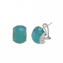 Load image into Gallery viewer, Sterling Silver Green Agate Earrings W. Post-Clip And Diameter 8 mm