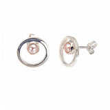 Sterling Silver Circle With Mabe Pearl Earrings