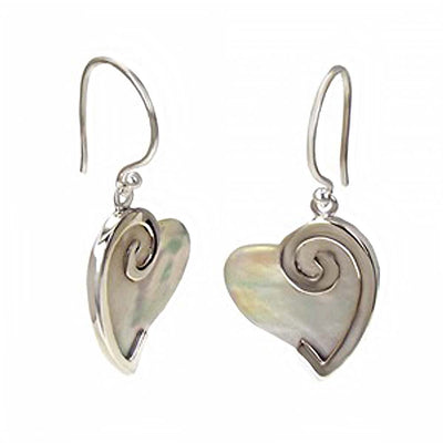 Sterling Silver Shell Pearl  Heart Bali EarringAnd
