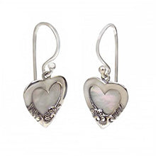 Load image into Gallery viewer, Sterling Silver Mabe Pearl Bali Heart Earrings