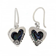 Load image into Gallery viewer, Sterling Silver Heart Abalone Shell Bali Earrings