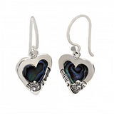 Sterling Silver Heart Abalone Shell Bali Earrings