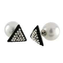 Load image into Gallery viewer, Sterling Silver Inmitation Pearl And Triangle Crystal Earrings
