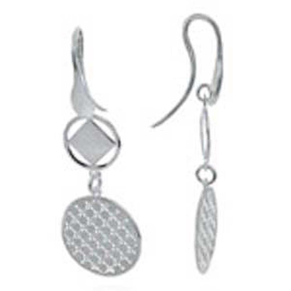 Sterling Silver Laser Cut Dangling Earrings with Earring Dimension of 21MMx57.15MM