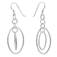 Load image into Gallery viewer, Sterling Silver 2 Italian Oval Shape Dangle Earrings with Earring Dimension of 22MMx63.5MM