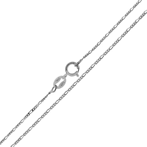 Italian Sterling Silver Rhodium Figaro 030-.09 mm Chain