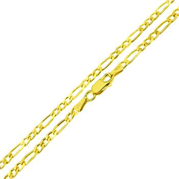 Italian Sterling Silver Figaro 3mm Gold Plated Chain