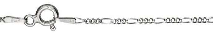 Italian Sterling Silver Rhodium Plated Figaro  Chain 030-0.9 MM with Spring Clasp Closure