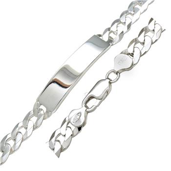 Sterling Silver Flat 8.5mm Curb ID Bracelet