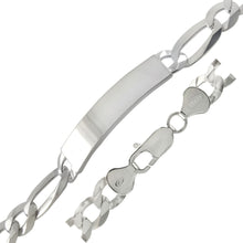 Load image into Gallery viewer, Sterling Silver 9mm Flat Figaro ID Bracelet
