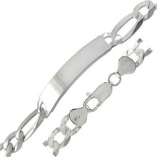 Load image into Gallery viewer, Sterling Silver Flat Figaro ID Bracelet