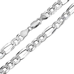Italian Sterling Silver Flat Figaro 160-7MM D/C Chain