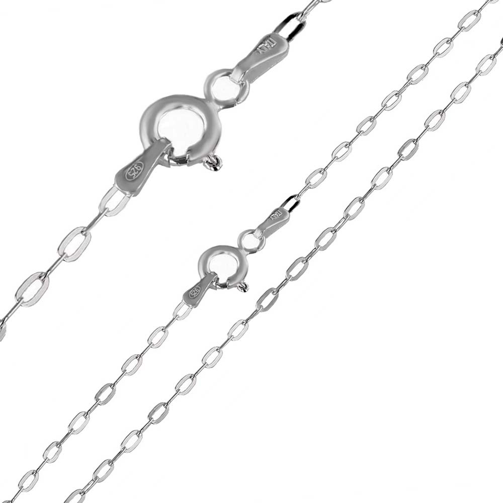 Italian Sterling Silver Flat Rolo Rectangle Chain 040-1.7 mm with Spring Clasp Closure