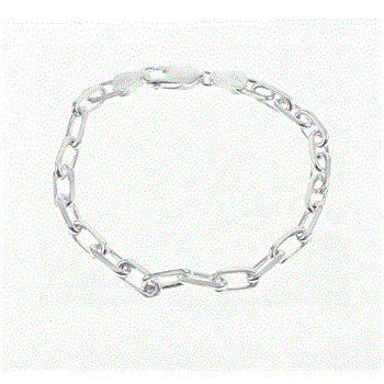 Sterling Silver Anchor Diamond Cut Bracelet