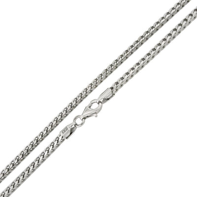 Sterling Silver 2.3mm Franco Rhodium Chain