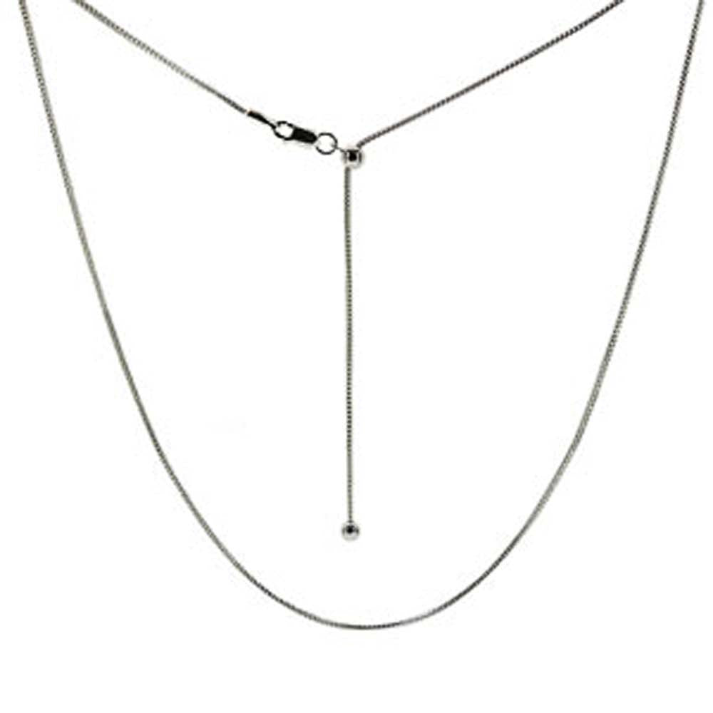 Italian Sterling Silver Fancy Franco with Sliding Ball Adjustable Chain, Adjustable up to 24" with Lobster Claw Clasp