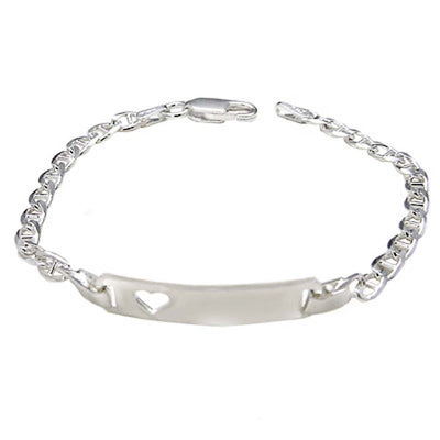 Italian Sterling Silver Marina 6mm ID With Heart Baby Bracelet