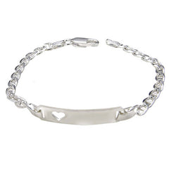 Italian Sterling Silver Marina 6mm ID With Heart Baby Bracelet