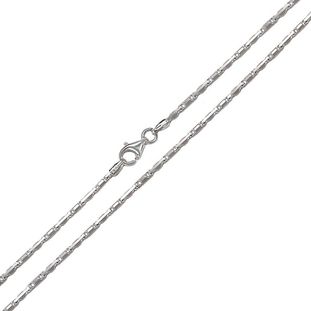 Sterling Silver 1.3MM Rhodium Italian Heshe Chain with Spring Clasp Closure