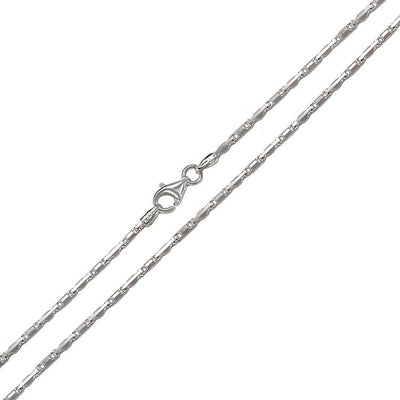 Sterling Silver Rhodium Italian Heshe 1.3mm Chain with Spring Clasp Closure