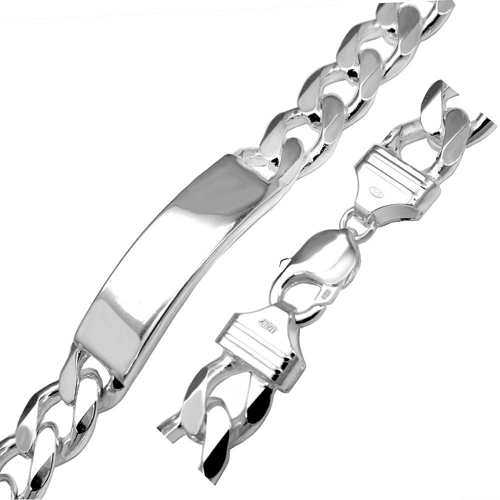Sterling Silver Italian Flat Curb 400-15.5MM ID Bracelet, Length 9"