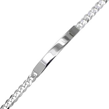Sterling Silver Fla Curb 120-5MM ID Bracelet, Width 6.4mm