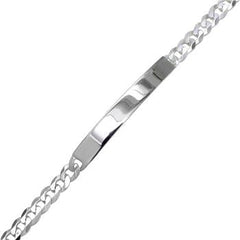 Sterling Silver Fla Curb 120-5MM ID Bracelet, Width 6.4mm
