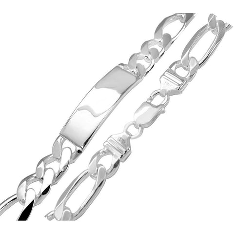 Italian Sterling Silver Flat Figaro 350-13mm ID Bracelet