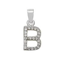 Load image into Gallery viewer, Sterling Silver Small Initial &quot;B&quot; CZ Pendant Rhodium