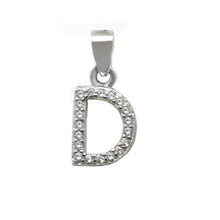 Load image into Gallery viewer, Sterling Silver Small Initial &quot;D&quot; CZ Pendant Rhodium