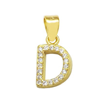Load image into Gallery viewer, Sterling Silver Small Initial &#39;D&#39; CZ Gold Plated Pendant