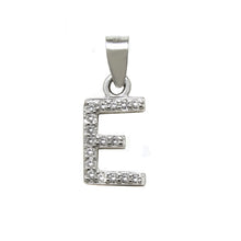 Load image into Gallery viewer, Sterling Silver Small Initial &quot;E&quot; CZ Pendant Rhodium