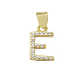 Sterling Silver Small Initial 'E' CZ Gold Plated Pendant