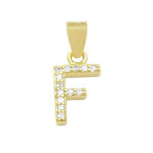 Load image into Gallery viewer, Sterling Silver Small Initial &#39;F&#39; CZ Gold Plated Pendant