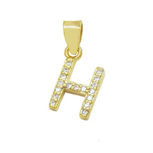 Load image into Gallery viewer, Sterling Silver Small Initial &#39;H&#39; CZ Gold Plated Pendant