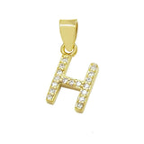 Sterling Silver Small Initial 'H' CZ Gold Plated Pendant