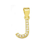 Sterling Silver Small Initial 'J' CZ Gold Plated Pendant
