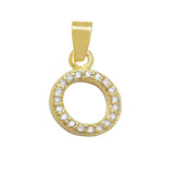 Sterling Silver Small Initial 'O' CZ Gold Plated Pendant