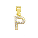 Sterling Silver Small Initial 'P' CZ Gold Plated Pendant