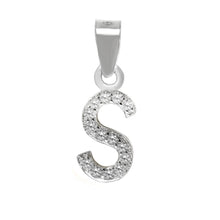 Load image into Gallery viewer, Sterling Silver Small Initial &quot;S&quot; CZ Pendant Rhodium