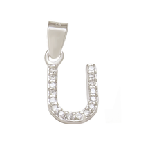 Load image into Gallery viewer, Sterling Silver Small Initial &#39;U&#39; CZ Pendant