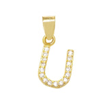 Sterling Silver Small Initial 'U' CZ Gold Plated Pendant