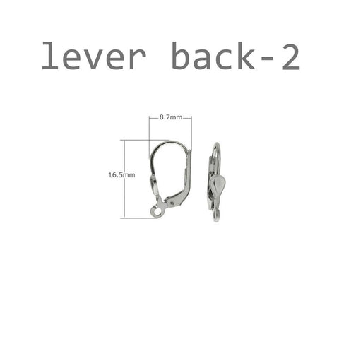 Sterling Silver Lever Back Ear Wire – Price is for one pair, Width 8.7mm, Height 16.5mm