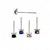 Sterling Silver Assorted Color Square Nose Stud 1.8mm Straight End