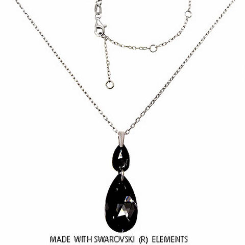 Sterling Silver Italian Tear Drop Sini Swarovski Necklace